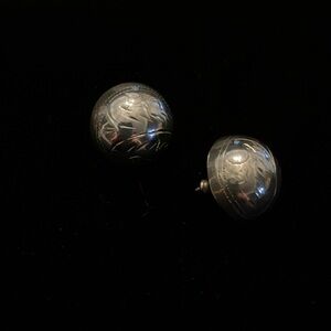 925 Etched Button Earrings